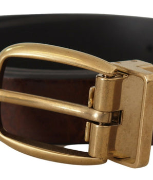 Dolce & Gabbana Brown Leather Classic Vintage Metal Buckle Belt