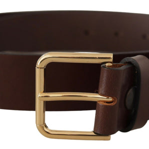 Dolce &amp; Gabbana Elegant Dark Brown Leather Belt