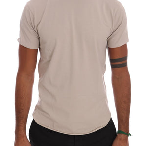 Daniele Alessandrini Beige Cotton Blend Crew Neck Tee