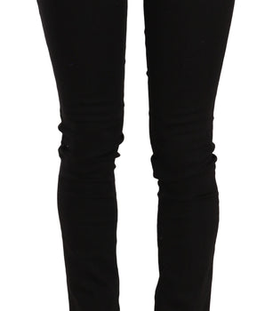 Costume National Black Sequined Mid Waist Slim Fit Denim Jeans