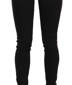 Costume National Black Embellished Mid Waist Skinny Denim Jeans