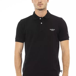 Baldinini Trend Sleek Polo de algodón negro con elegante bordado