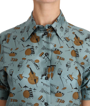 Dolce &amp; Gabbana Elegant Multicolor Silk Blouse with Collar