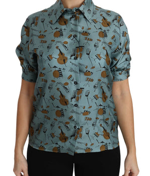 Dolce &amp; Gabbana Elegant Multicolor Silk Blouse with Collar