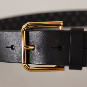 Dolce &amp; Gabbana Elegant Leather Belt with Logo Engraved Buckle