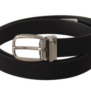 Dolce &amp; Gabbana Elegant Black Canvas &amp; Leather Belt