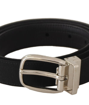 Dolce &amp; Gabbana Belt Black Calf Leather Silver Tone Metal Buckle