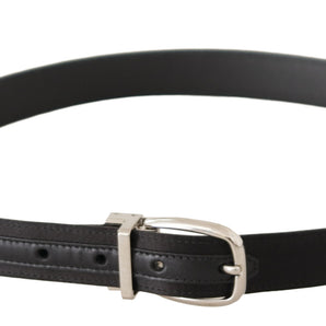 Dolce &amp; Gabbana Elegant Black Leather-Canvas Designer Belt