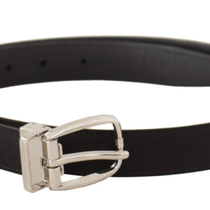 Dolce &amp; Gabbana Elegant Black Leather-Canvas Designer Belt