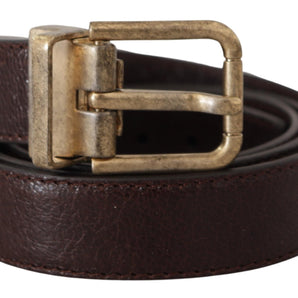 Dolce &amp; Gabbana Elegant Leather Belt with Engraved Buckle