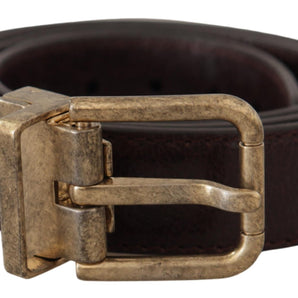 Dolce & Gabbana Elegant Leather Belt with Engraved Buckle