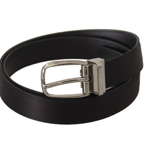 Dolce &amp; Gabbana Elegant Silk Leather Belt with Logo Buckle