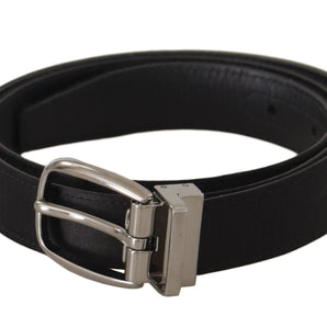 Dolce &amp; Gabbana Elegant Silk Leather Belt with Logo Buckle