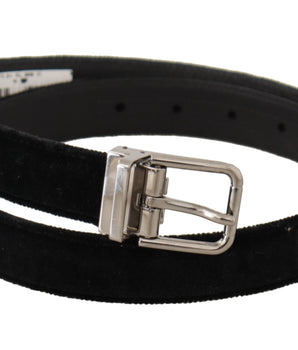 Dolce &amp; Gabbana Black Casual Velvet Logo Belt Buckle