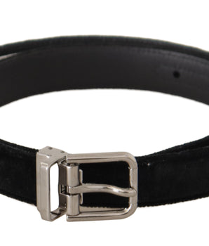 Dolce &amp; Gabbana Black Casual Velvet Logo Belt Buckle