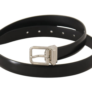 Dolce & Gabbana Elegant Black Leather Belt with Metal Buckle