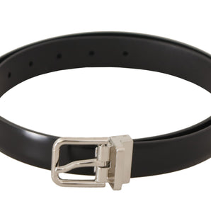 Dolce & Gabbana Elegant Black Leather Belt with Metal Buckle