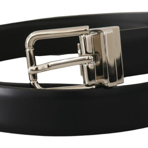 Dolce & Gabbana Elegant Black Leather Belt with Metal Buckle