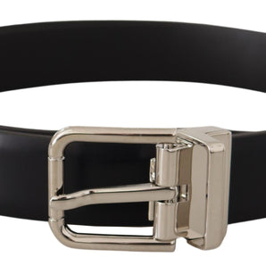 Dolce & Gabbana Elegant Black Leather Belt with Metal Buckle