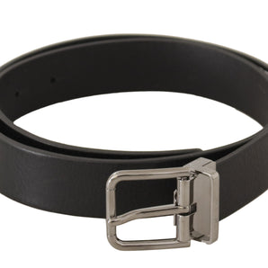 Dolce &amp; Gabbana Elegant Black Leather Belt with Metal Buckle