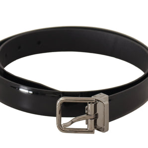 Dolce &amp; Gabbana Elegant Black Leather Belt with Metal Buckle