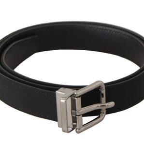 Dolce &amp; Gabbana Elegant Black Leather Belt with Metal Buckle