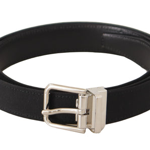 Dolce & Gabbana Elegant Black Canvas and Leather Belt