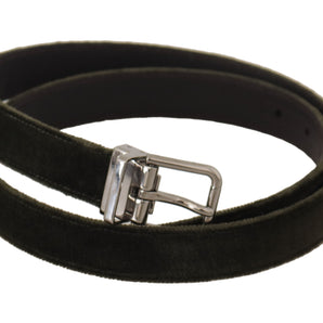 Dolce &amp; Gabbana Elegant Velvet Leather Green Belt