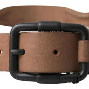 Ermanno Scervino Elegant Brown Leather Waist Belt with Black Metal Buckle