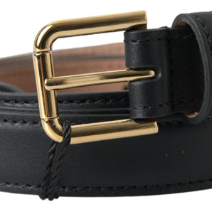 Dolce &amp; Gabbana Elegant Italian Leather Belt with Metal Buckle