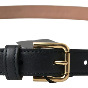 Dolce &amp; Gabbana Elegant Italian Leather Belt with Metal Buckle