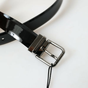 Dolce & Gabbana Elegant Black Leather Belt with Metal Buckle