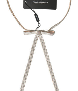 Dolce &amp; Gabbana Beige Clear Crystal Bow Waist Belt
