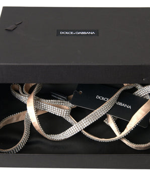 Dolce &amp; Gabbana Beige Clear Crystal Bow Waist Belt