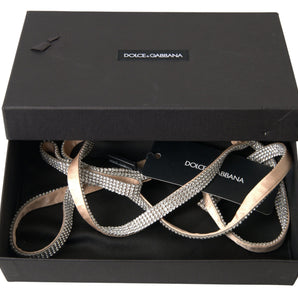 Dolce &amp; Gabbana Elegant Crystal Skinny Silk Bow Belt