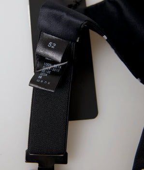 Dolce &amp; Gabbana Black Silk Polka Waist Tuxedo Belt Cummerbund