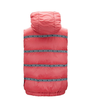 Elegant Red Versace Logo Vest with Detachable Hood