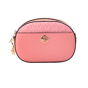 Michael Kors Jet Set Glam Tea Rose Leather Oval Crossbody Handbag Purse