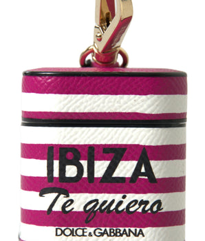 Dolce &amp; Gabbana Fuchsia Dauphine Leather Logo Airpods Case