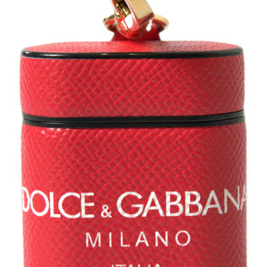 Dolce &amp; Gabbana Elegante funda para Airpods de cuero rojo