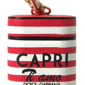 Dolce &amp; Gabbana Elegante funda para Airpods de cuero rojo