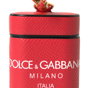 Dolce & Gabbana Elegant Red Calf Leather Airpods Case