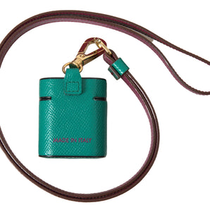 Dolce &amp; Gabbana Elegant Leather Airpods Case in Green and Maroon