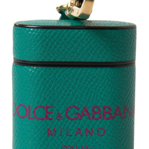 Dolce &amp; Gabbana Elegant Leather Airpods Case in Green and Maroon