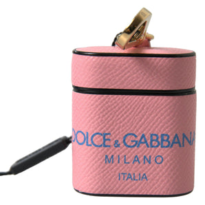 Dolce &amp; Gabbana Estuche elegante para Airpods en piel de becerro en rosa