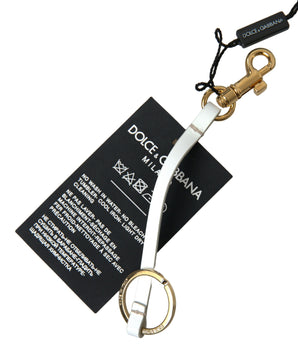 Dolce &amp; Gabbana Black Silicone DG Logo Gold Brass Keychain