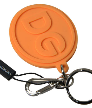 Dolce &amp; Gabbana Orange Rubber DG Logo Gold Brass Metal Keychain