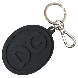 Dolce &amp; Gabbana Elegant Black Rubber and Brass Keychain