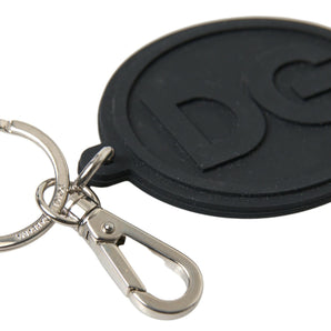 Dolce &amp; Gabbana Elegant Black Rubber and Brass Keychain