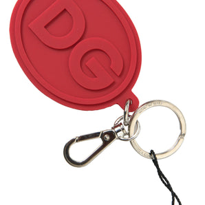 Dolce &amp; Gabbana Chic Red Rubber and Brass Designer Keychain